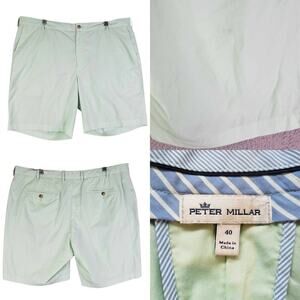 Peter Millar Shorts Golf Chino Flat Front Men’s Size 40 Mint Green Pockets